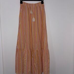 Striped Orange and White Maxi Skirt
